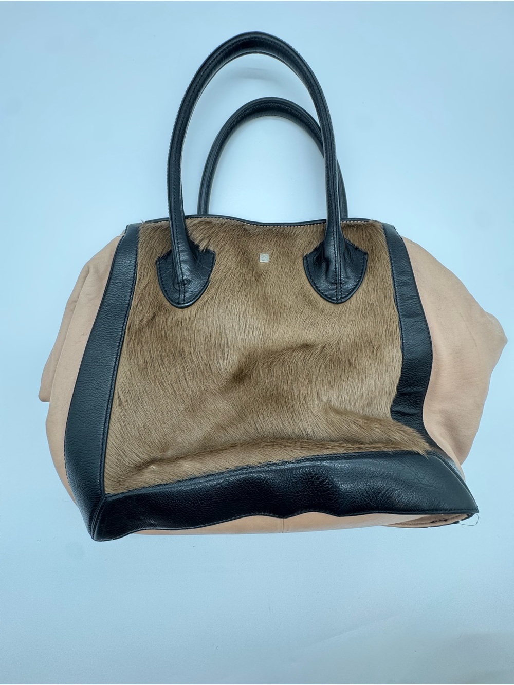 Anthropologie Leather & calf hair  Top-Handle Tote in Brown and Black